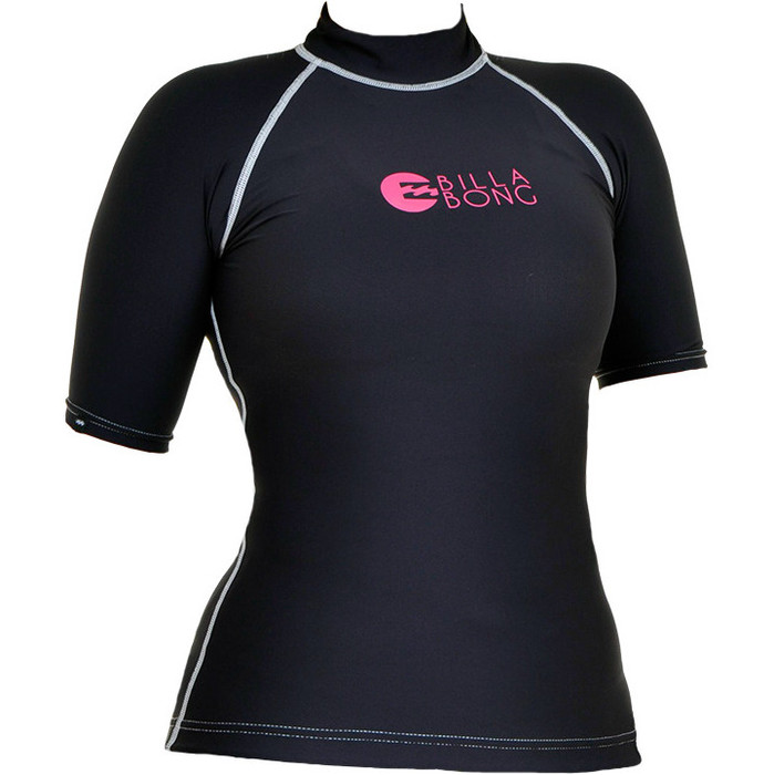 Billabong Ladies Logo In Short Sleeved Rash Vest Black S4GY01