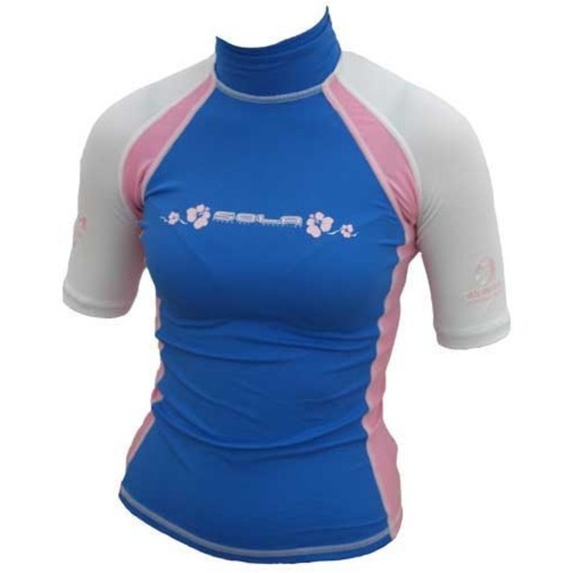 Sola Girls Short Sleeve Rash Vest PINK / WHITE | Wetsuit Outlet