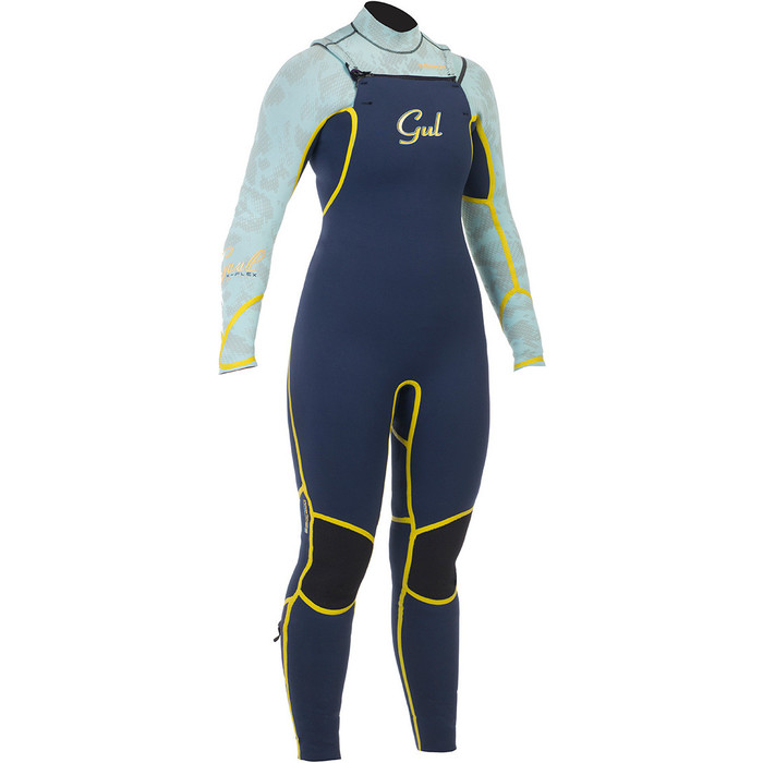 Gul Viper 4/3 GBS Chest Zip Ladies Steamer Wetsuit BLUE/GLACIER / YELLOW VR1235