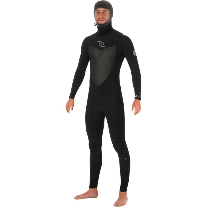 Rip Curl Flashbomb 5/4mm Chest Zip Hooded Wetsuit BLACK WSU5AF
