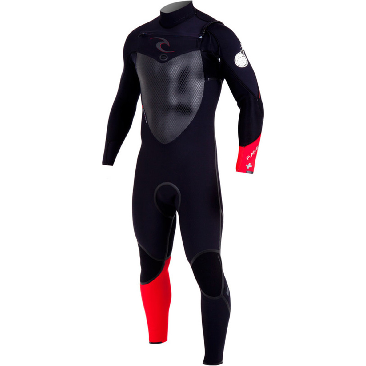 2014 Rip Curl Flashbomb PLUS 3/2mm GBS Chest Zip Steamer Wetsuit Black/Red WSM4GF