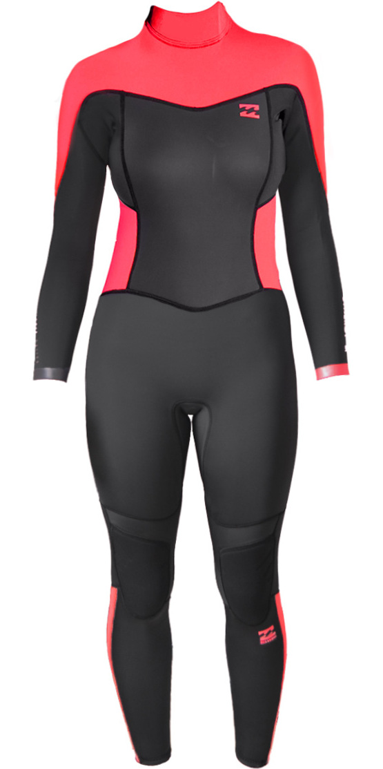 Billabong Junior Synergy 3/2mm Back Zip Flatlock Wetsuit in Coral