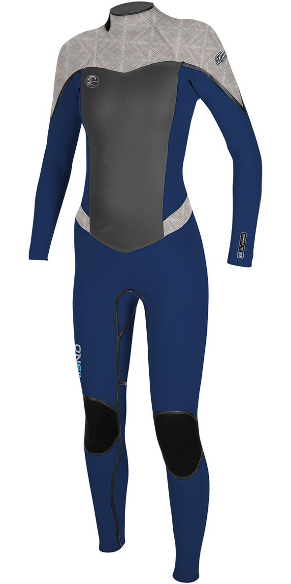 2018 Oneill Ladies Flair 4 3mm Back Zip Wetsuit Navy Grey Vida 4766