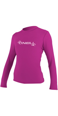 2026 ONeill Womens Basic Skins Long Sleeve Rash Tee FOX PINK 4340