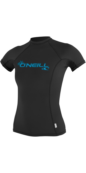 2026 O'Neill Womens Basic Skins Short Sleeve Crew Rash Vest 3548 - Black