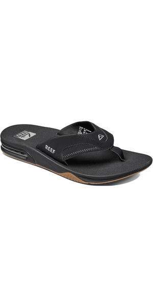 2026 Reef Mens Fanning Flip Flops BLACK SILVER R2026