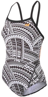 2025 Zone3 Womens Kona Speed Strap Back Swim Costume SW21WCSBKS101 - Black / White