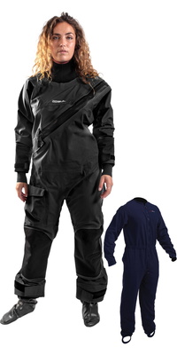 2025 Gul Womens Dartmouth Eclip Zip Drysuit & Underfleece GM0383-B9 - Black