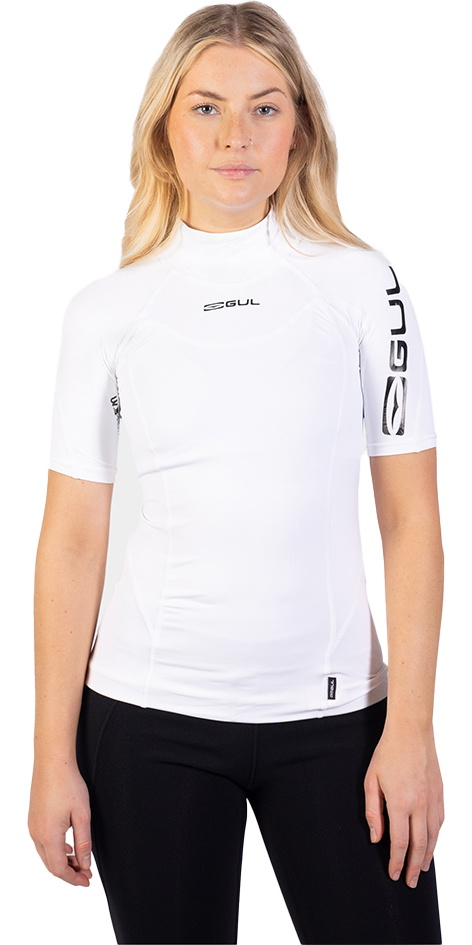 Gul Womens Recore Short Sleeve UV Rashguard RG0330 - White - Wetsuits ...