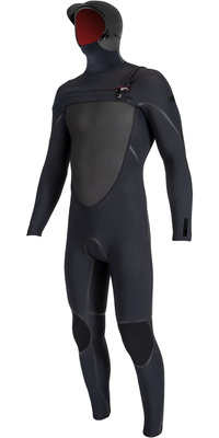 2026 ONeill Mens Psycho Tech 6/4mm Chest Zip Hooded Wetsuit 5545 - Black