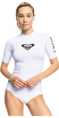 2026 Roxy Womens Whole Hearted Short Sleeve Rash Vest ERJWR03548 - Bright White