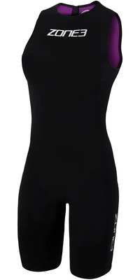 2026 Zone3 Womens Streamline Back Zip Sleeveless Shorty Swimskin SS18WSTL101 - Black / Purple