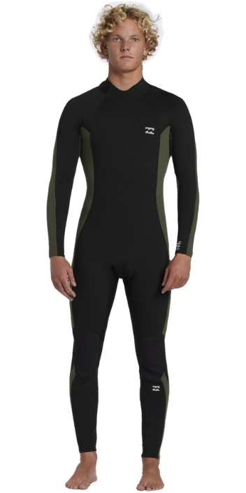 2025 Billabong Mens Foil 3/2mm Flatlock Back Zip Wetsuit - Moss - Picture 7 of 12