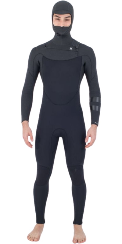 Hurley Mens Plus Texture 4/3mm Hooded Chest Zip Wetsuit