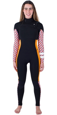 Hurley Womens Plus Printed 4/3mm Chest Zip Wetsuit WFS0012433 - Gym Red / Burghundy Crush