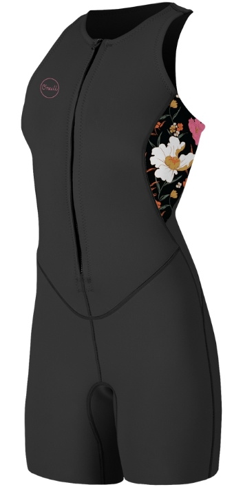 O'Neill Womens Bahia 1.5mm Sleeveless Front Zip Shorty Wetsuit - Black / BlueMch - Picture 3 of 4
