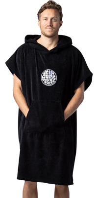2026 Rip Curl Logo Hooded Towel Changing Robe / Poncho 00GMTO - Black