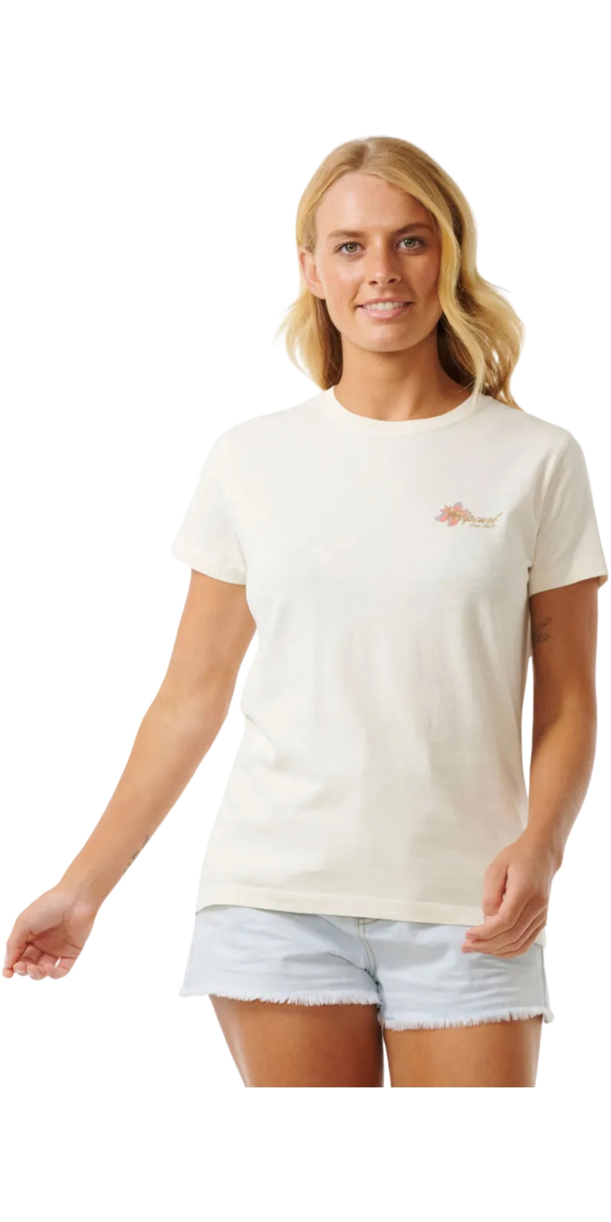 2024 Rip Curl Womens Wild Bloom Standard Tee 0D9WTE - Bone - Clothing ...