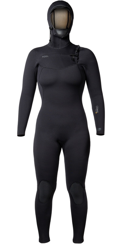XCEL Frauen Comp + 5/4mm Mit Kapuze Brustreißverschluss Neoprenanzug