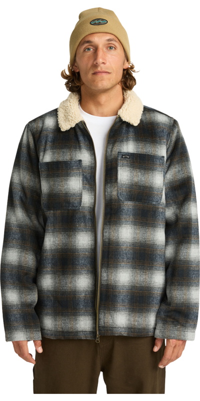 Billabong Mens Hills Sherpa Lined Wool Plaid Jacket