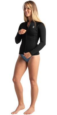 2026 C-Skins Womens NuWave Solace Lite 1.5mm Zipped Jacket C-NSOL15VELS - Black