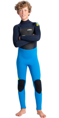 2026 C-Skins Junior Legend 4/3mm Back Zip Wetsuit C-LE43JBZ - Cyan / Slate / Multi