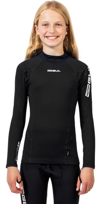 2026 Gul Junior UV Protection Long Sleeve Rash Vest RG0344-BKBK - Black