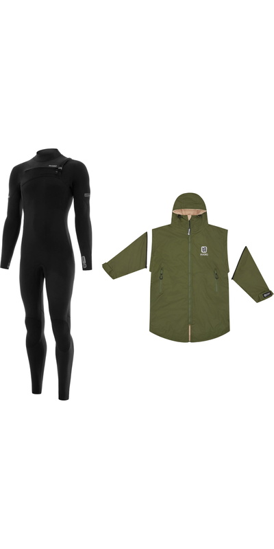 Nyord Mens Solu Yulex 5/4mm Chest Zip Wetsuit & Change Robe Bundle