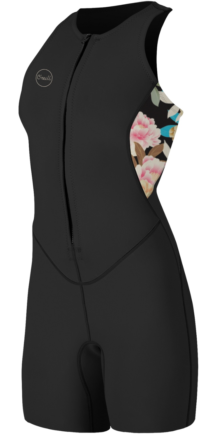 2025 O'Neill Womens Bahia 1.5mm Sleeveless Front Zip Shorty Wetsuit - Black / Mi - Picture 3 of 10