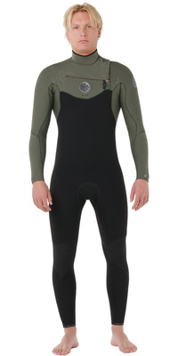 2026 Rip Curl Mens Flashbomb 4/3mm Chest Zip Wetsuit 17CMFS - Deep Cactus