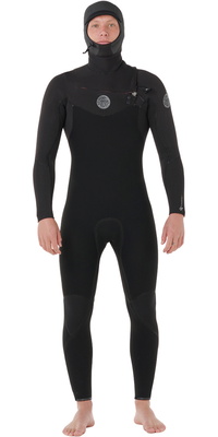 2026 Rip Curl Mens Flashbomb 6/4mm Hooded Chest Zip Wetsuit 178MFS - Black