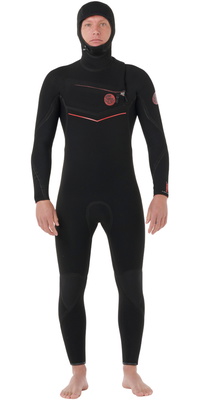 2026 Rip Curl Mens Flashbomb Fusion 5/4mm Hooded Chest Zip Wetsuit 173MFS - Black