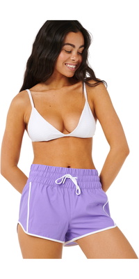 2025 Rip Curl Womens High Waist Retro 3 Volley Shorts 01QWBO - Purple