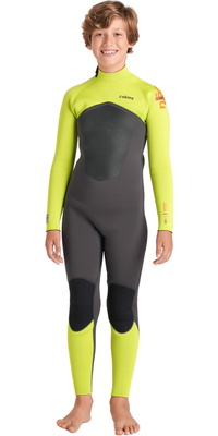 2026 C-Skins Junior Nuwave Legend 4/3mm Back Zip Wetsuit C-NLE43JBZ - Meteor / Lime / Orange