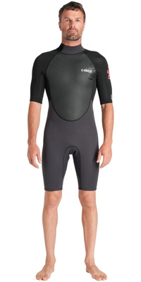 2026 C-Skins Mens Element 3/2mm Back Zip Shorty Wetsuit C-EL32SHM - Anthracite / Black / Neon Flare