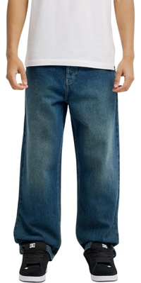2026 DC Shoes Mens Worker Baggy Denim Double That Denim Trousers EDYDP03433 - Dark Denim