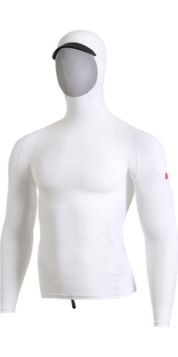 2026 Florence Marine X Mens Long Sleeve Utility Pocket Hooded Rash Vest FMSS00011 - White