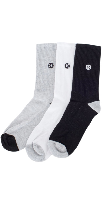 Hurley Mens 3 Pack Icon 1/2 Terry Crew Socks