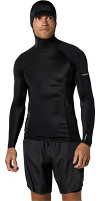 2026 Mystic Mens Uncharted Long Sleeve Hooded Rash Vest 35001.250204 - Black