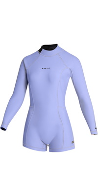 2026 Mystic Womens Lunar 2/2mm Back Zip Long Sleeve Shorty Wetsuit 35000.260071 - Iris Blue