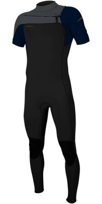 2026 ONeill Mens Hammer 2mm Chest Zip Short Sleeve Wetsuit 5056 - Black / Abyss / Graphite