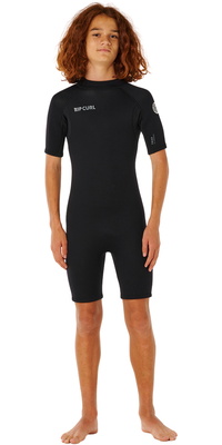 2026 Rip Curl Junior Trad 2/2mm Back Zip Shorty Wetsuit 11KBSP - Black