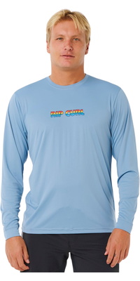 2026 Rip Curl Mens Icons Of Surflite UPF Long Sleeve Rash Vest 162MRV - Faded Denim