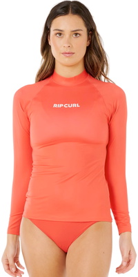 2026 Rip Curl Womens Classic Surf Long Sleeve UPF Rash Vest 17MWRV - Red