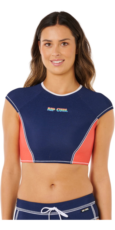 Rip Curl Womens Surf Tide Crop Short Sleeve Rash Vest