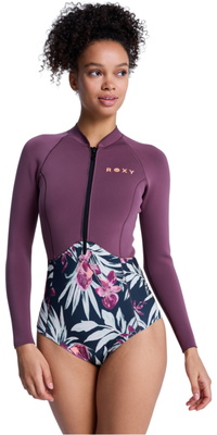 2026 Roxy Womens Swell Natural 1mm Front Zip Spring Wetsuit 26BW243506 - Black Multi