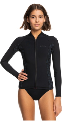 2026 Roxy Womens Swell Series 1mm Front Zip Wetsuit Jacket ERJW803030 - Black