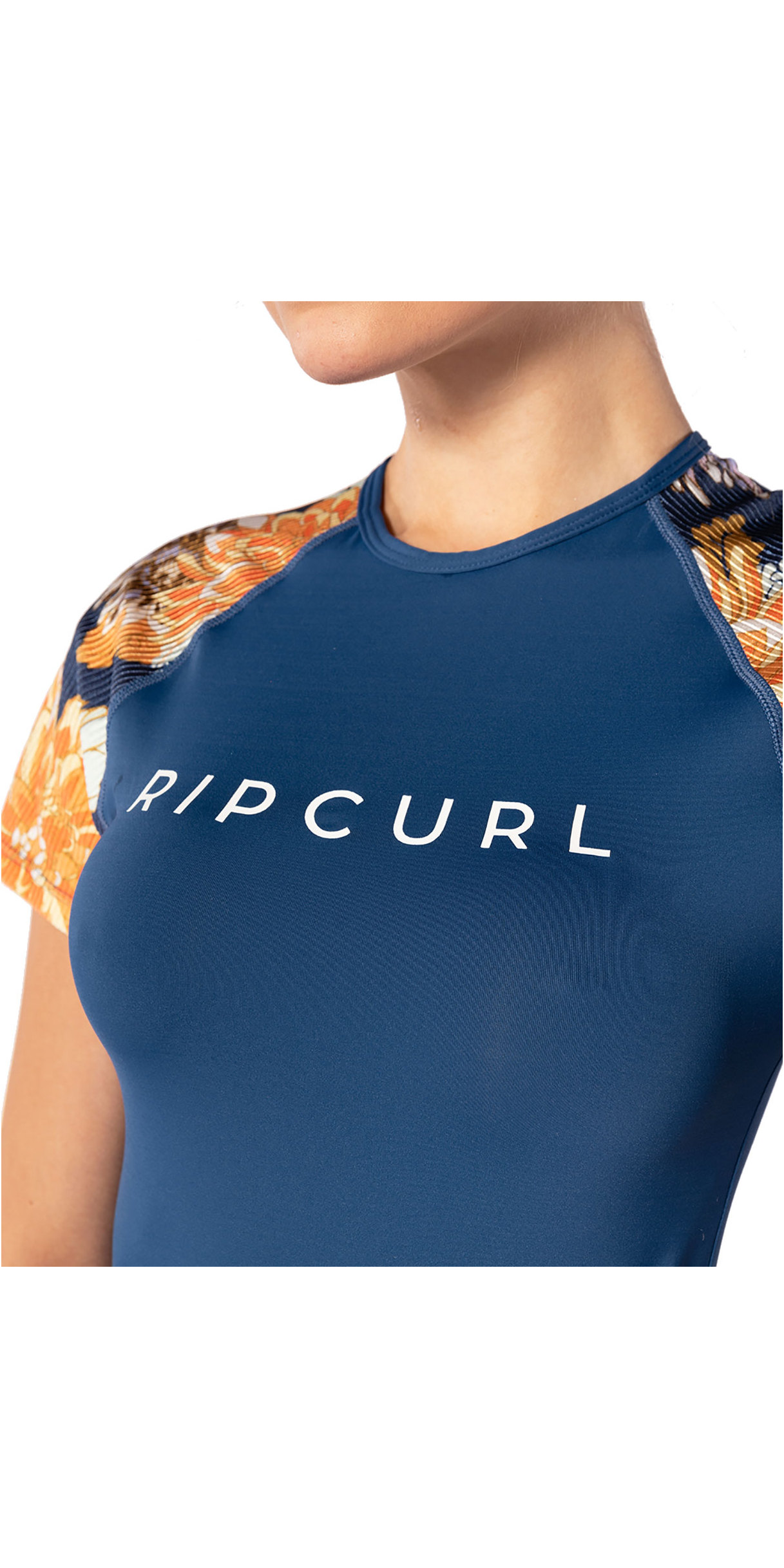 2020 Rip Curl Womens Sun Setters Short Sleeve Rash Vest WLU9KW Navy