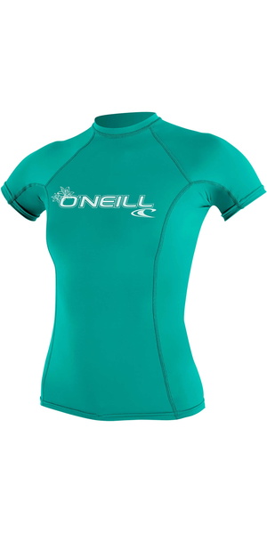 2026 O'Neill Womens Basic Skins Short Sleeve Crew Rash Vest 3548 - Light Aqua