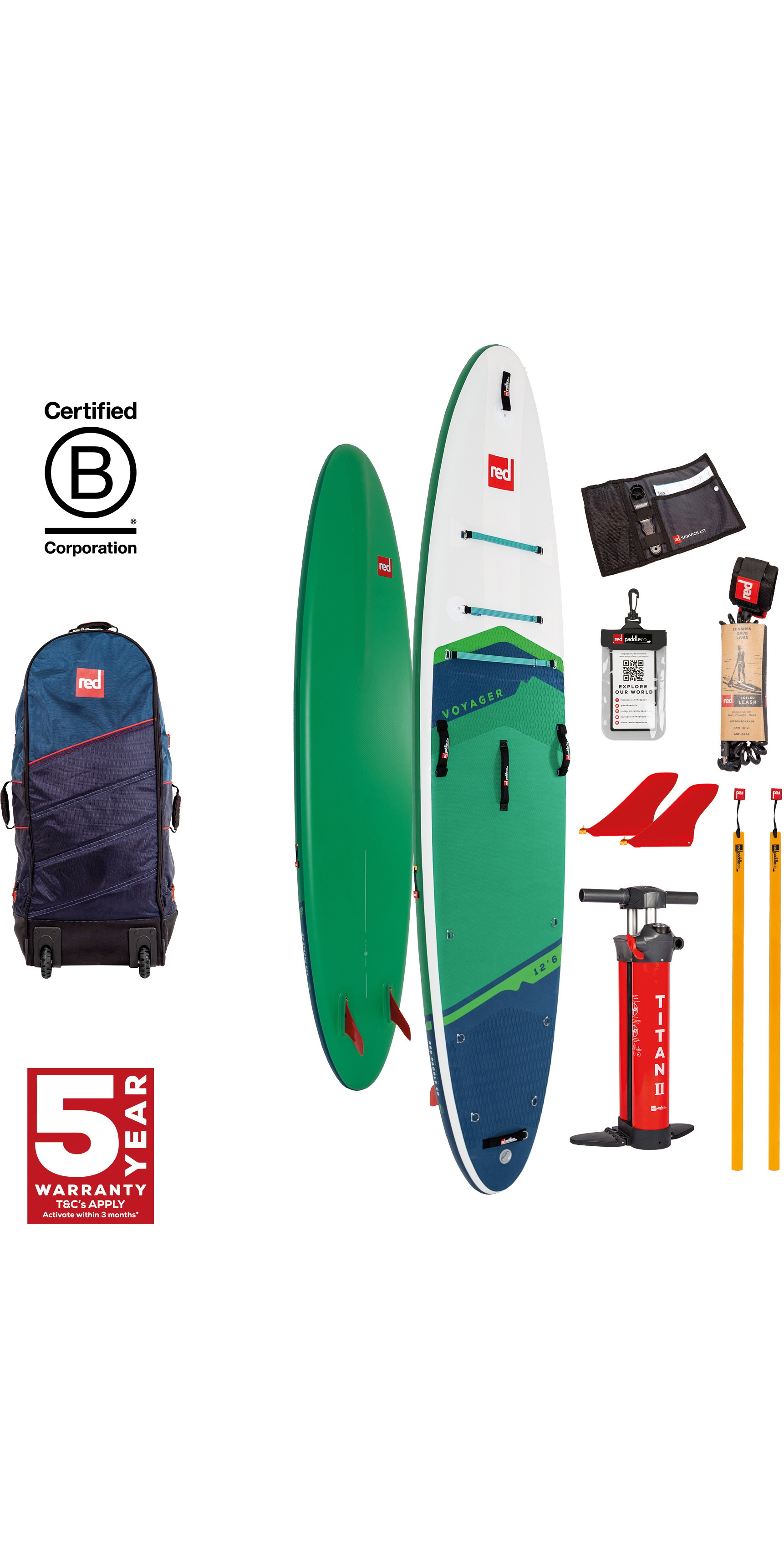 2024 Red Paddle Co 12'6'' Voyager MSL Stand Up Paddle Board, Bag
